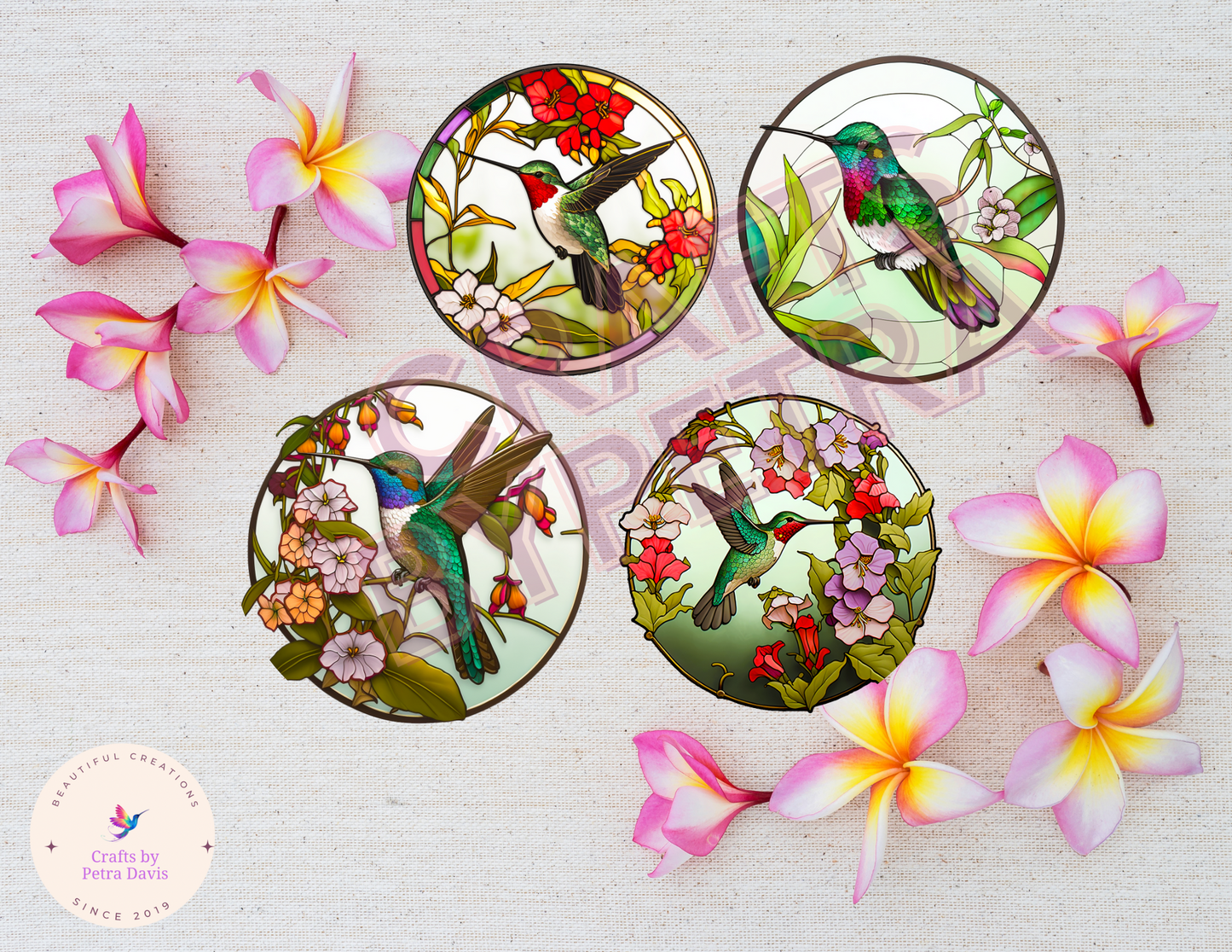 Soft Neoprene Hummingbird Coasters Set of 4